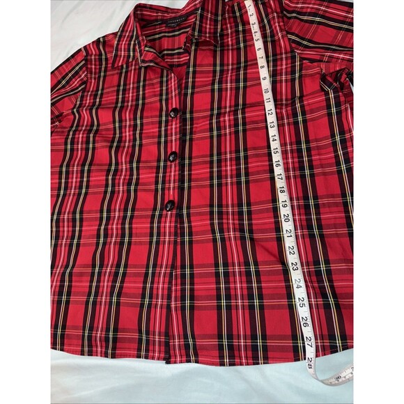 Foxcroft Wrinkle Free Shaped Fit Shirt Womens 24W Black Red Plaid Button Up - Picture 6 of 8